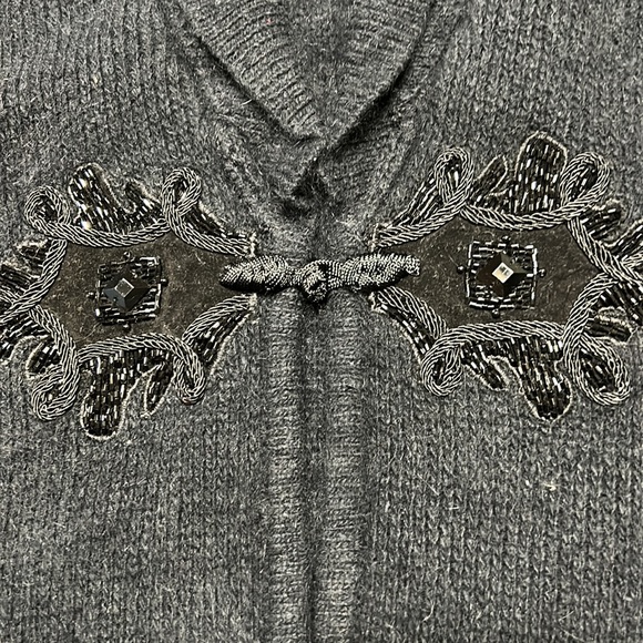 I.B. Diffusion vintage black cardigan sweater. Beaded detail, Size Medium. - Picture 3 of 12